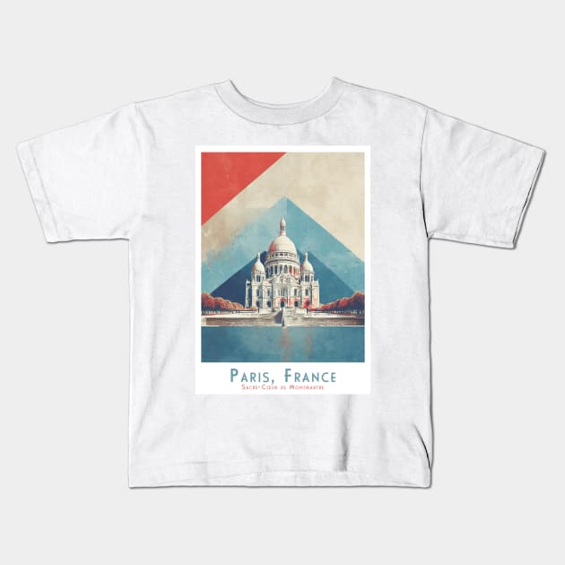 Vintage Paris - Sacré-Cœur ( Sacre Coeur ) de Montmartre in France Kids T-Shirt by POD24